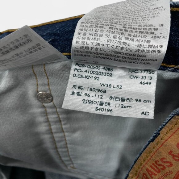 Levi's 505 Men's Straight Leg Blue Denim Jeans Mid-Rise Regular Fit 38x32 - Picture 14 of 16